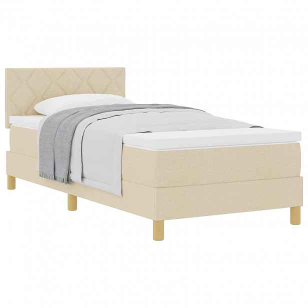 vidaXL Postel s boxspringem s polštářem Krémová 90 x 200 cm textil