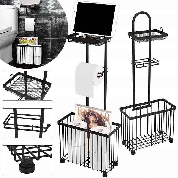 Moderní Stojan Na Kartáč, Kovový Držák Na Toaletní Papír Wc 3V1