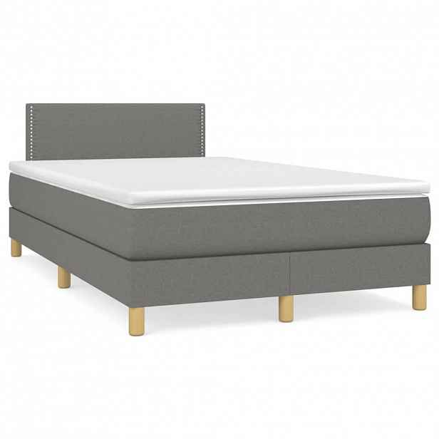 vidaXL Box spring postel s matrací tmavě šedá 120x200 cm textil
