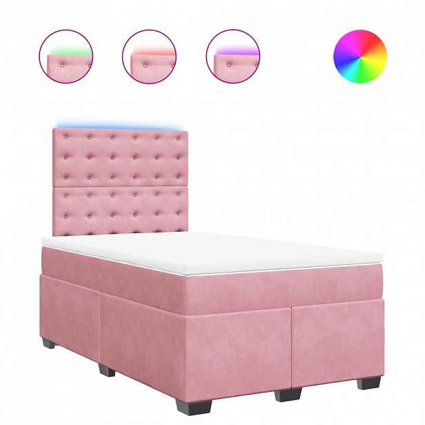 vidaXL Box spring postel s matrací růžová 120x190 cm samet