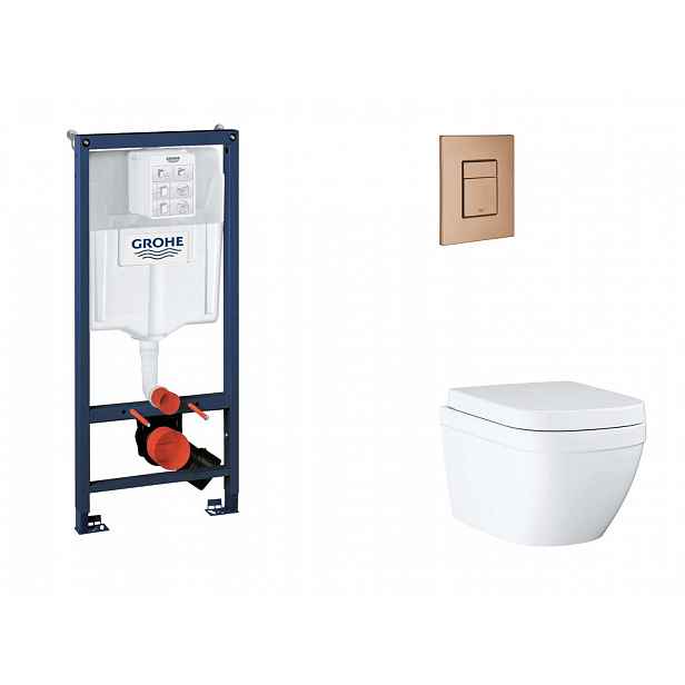 Grohe Rapid SL - Set předstěnové instalace, klozetu, sedátka SoftClose a tlačítka Skate Cosmopolitan, Triple Vortex, kartáčovaný Warm Sunset SANI11BB4