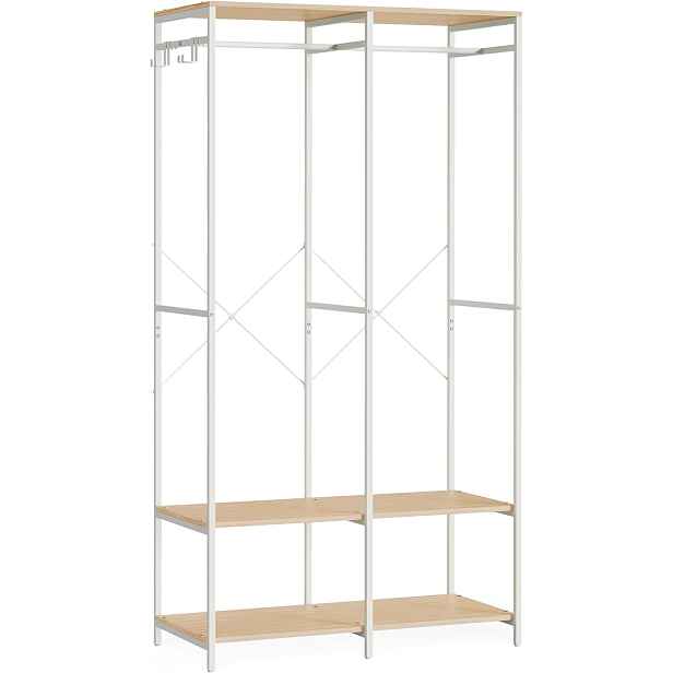 SONGMICS Otevřená šatní skříň Kimo bílá/přírodní béžová