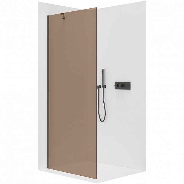 Sprchová zástěna Walk-in Onyx Y L/P - 8 mm - černá matná, bronzové sklo - 110x200 cm