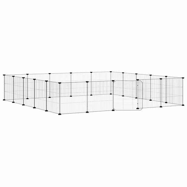 vidaXL 20panelová ohrádka pro zvířata s dvířky černá 175 x 175 x 35 cm ocel