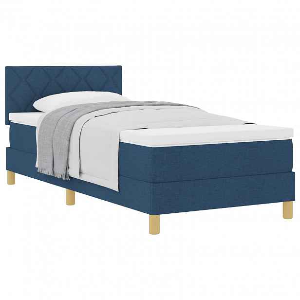 vidaXL Postel s boxspringem s polštářem Modrá 90 x 200 cm textil