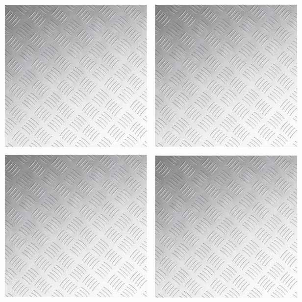 vidaXL Schodové nášlapy 4 ks 50 x 50 cm Stříbrná Hliník Čtvercový