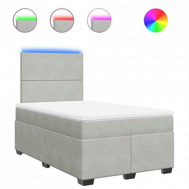 vidaXL Box spring postel s matrací světle šedá 120 x 200 cm samet