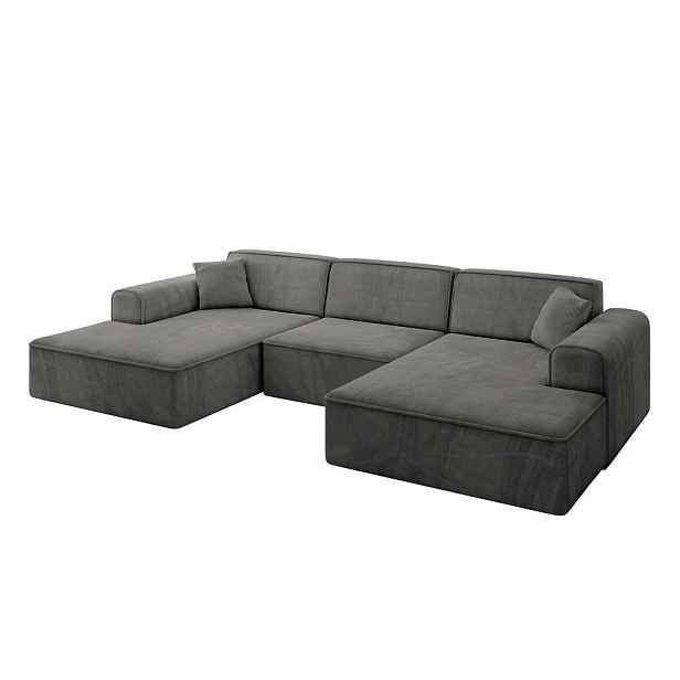 ALTDECOR SEDACÍ SOUPRAVA ve tvaru U IREA-U1-v3 301x165x77 Tmavě šedá Velur