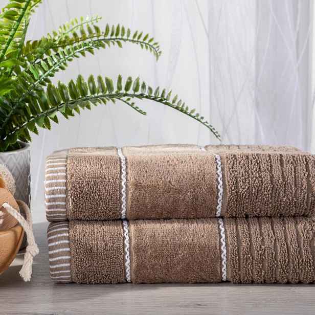 decoDoma Sada 2 ks froté ručníků TEO taupe 50 x 90 cm