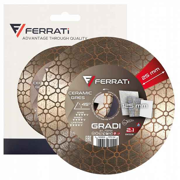 Diamantový kotouč pro řezání pod úhlem 45° Ferrati Gradi 125 mm pro úkosování