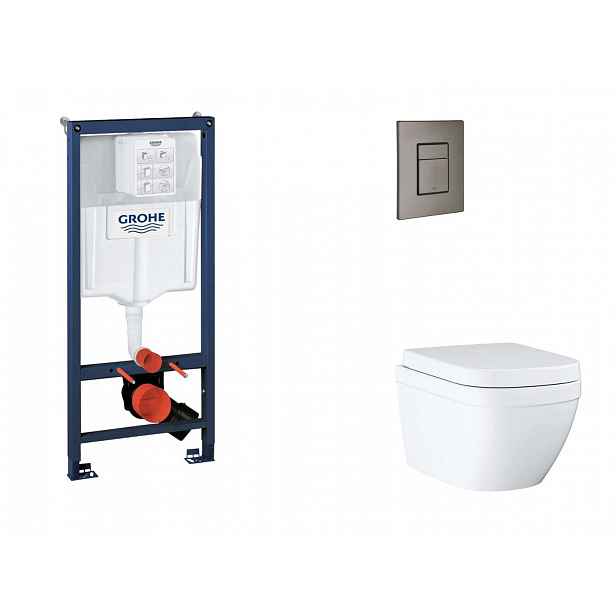 Grohe Rapid SL - Set předstěnové instalace, klozetu, sedátka SoftClose a tlačítka Skate Cosmopolitan, Triple Vortex, kartáčovaný Hard Graphite SANI11B