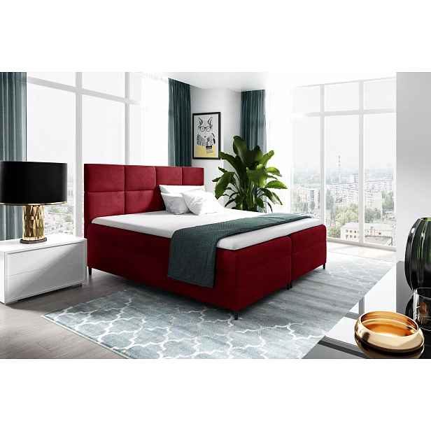 Postel boxspring s úložným prostorem BRIGITA - 140x220, červená + topper ZDARMA