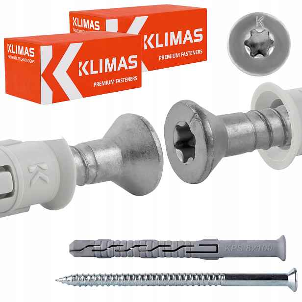 Rámové rozpěrné hmoždinky 8x100 mm 100 ks kuželová hlava Torx Klimas Kps-fast