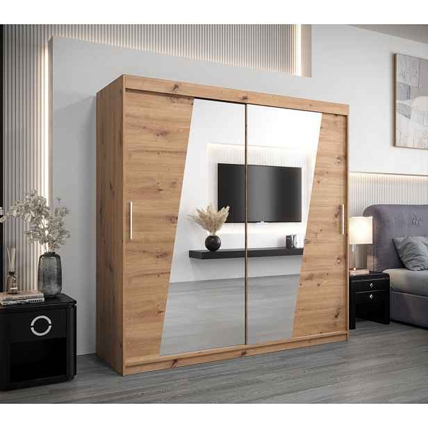 Šatní skříň ESTER - šířka 200 cm, dub artisan