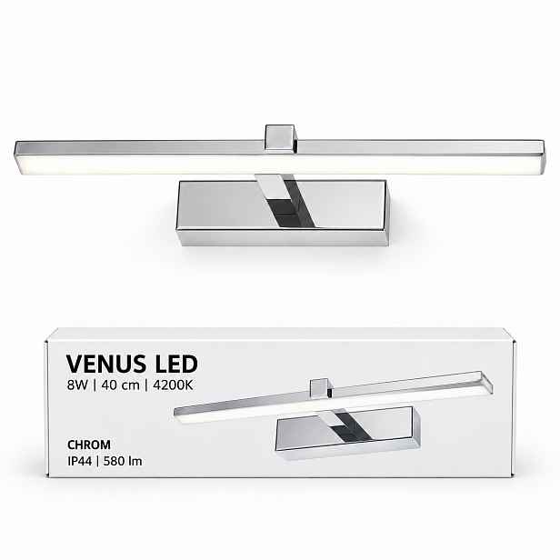 Venus 8W chrom 40 cm Led lampa do zrcadla neutrální 4200K IP44 580lm koupelna