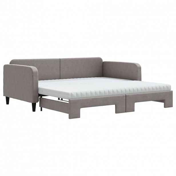 vidaXL Válenda s přistýlkou a matracemi taupe 100 x 200 cm textil