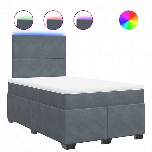 vidaXL Box spring postel s matrací tmavě šedá 120 x 200 cm samet