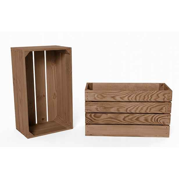 Sada 2 dřevěných boxů Borovicový Dub 50x20x30 cm Sada Eko skříněk