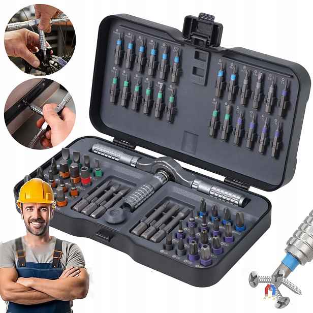 Sada Bitů 66V1 S Ráčnovým Šroubovákem T-handle S Magnetickými Vrtáky