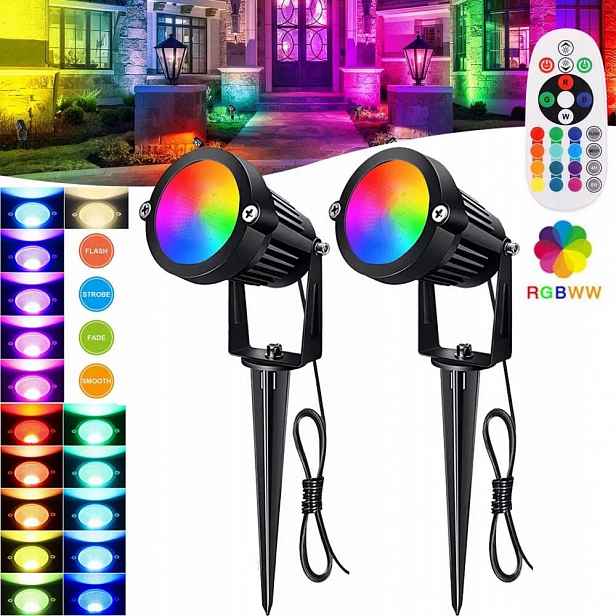 2KS Zahradní Reflektor Zapichovací špíz černý IP65 Led Rgb