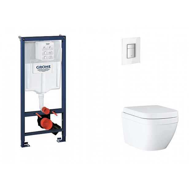 Grohe Rapid SL - Set předstěnové instalace, klozetu, sedátka SoftClose a tlačítka Skate Cosmopolitan, Triple Vortex, Moon White SANI11BB3123