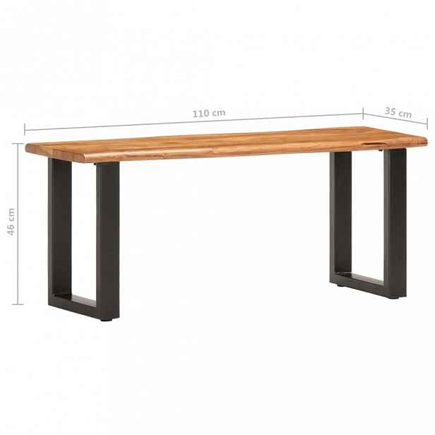 Lavice s živou hranou akáciové dřevo / ocel 110 cm