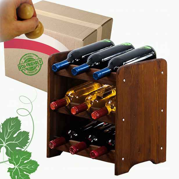 Stojan na víno, láhve, nápoje, regál na víno, láhve, skříňka na alkohol, 9 bot