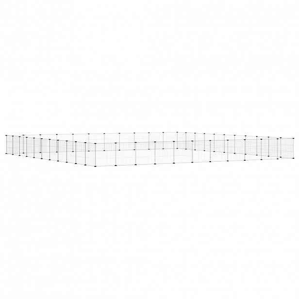 vidaXL 44panelová ohrádka pro zvířata s dvířky černá 385 x 385 x 35 cm ocel