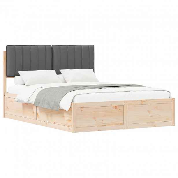 vidaXL Rám postele s čalouněným čelem s čelo Tmavě šedá 140 x 190 cm