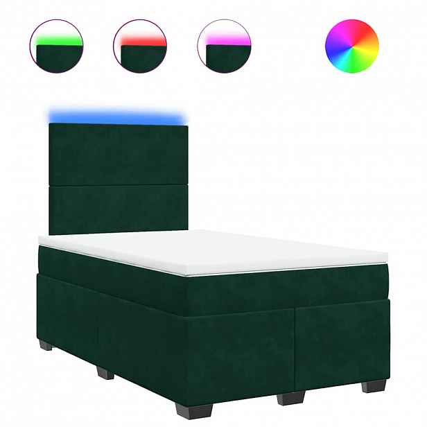 vidaXL Box spring postel s matrací tmavě zelená 120 x 200 cm samet