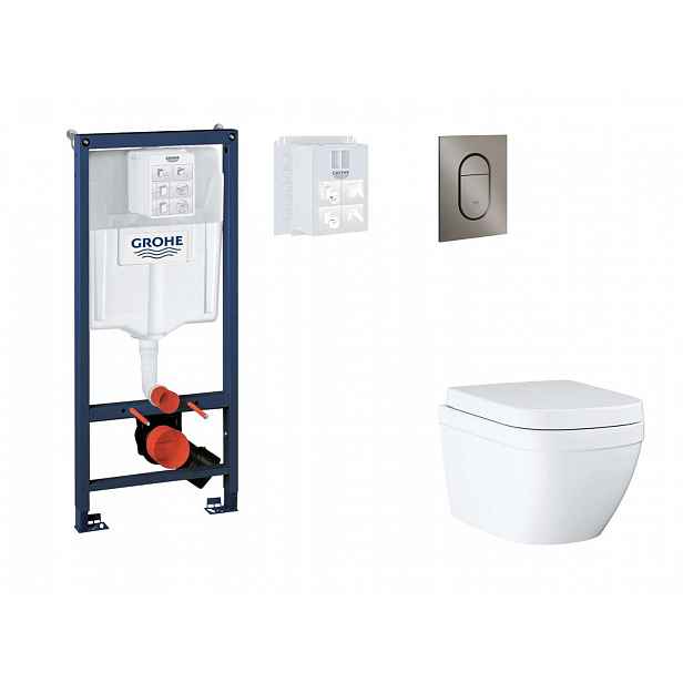 Grohe Rapid SL - Set předstěnové instalace, klozetu, sedátka SoftClose a tlačítka Arena Cosmopolitan S, Triple Vortex, kartáčovaný Hard Graphite SANI1