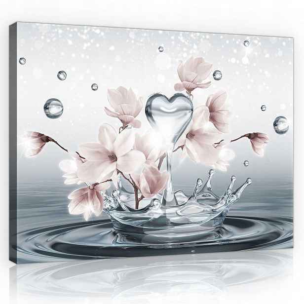 Obraz Na Plátně Canvas 80x60 Magnolie 3D Srdce