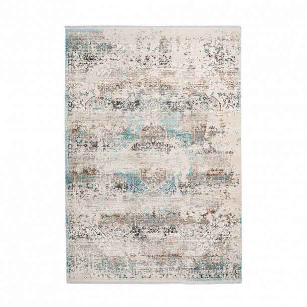 VINTAGE KOBEREC, 80/150 cm, tyrkysová, šedohnědá