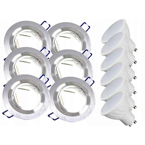 6x Nastavitelná Hliníková Lampa Stropní Lampa Inox Led Žárovky 1,5W