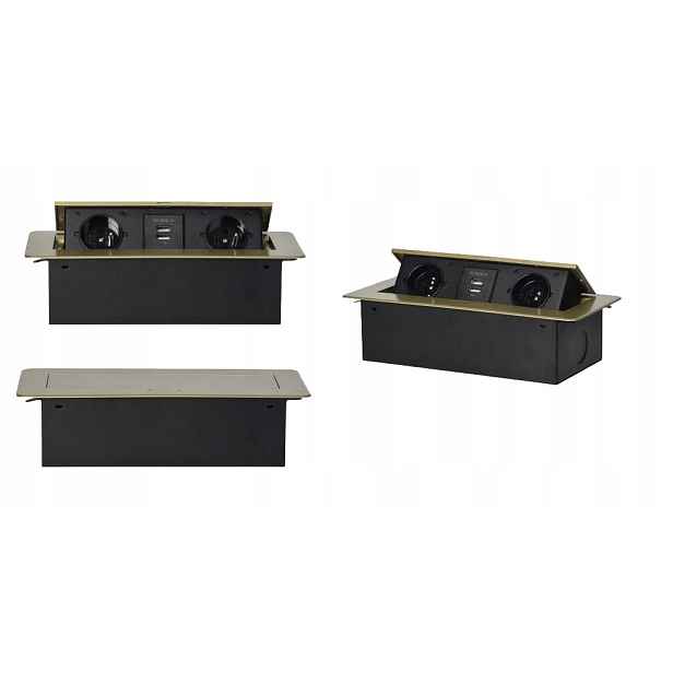 Zásuvka Zapuštěná Do Desky 2X2PZ2XUSB Mosaz OR-AE-13109/BR Orno