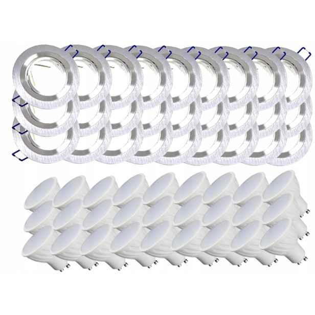 27x Hliníková Lampa Inox Stropní Zapuštěná Led Žárovky 10W