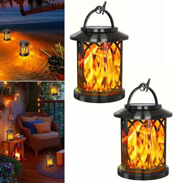 2ks Led zahradní lucerna Solární lampa Lucerna Hřbitovní Svíčka Černá dekorace