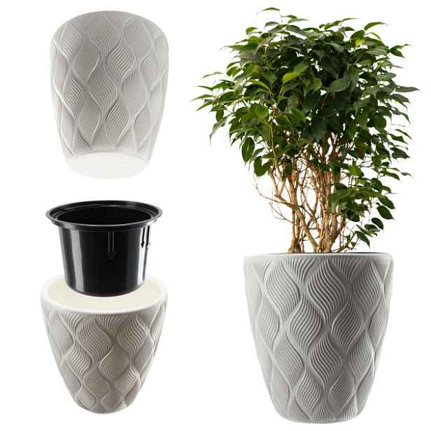Květináč Květináč S Vkladem 42cm Obal Plastový Záhon Vysoký