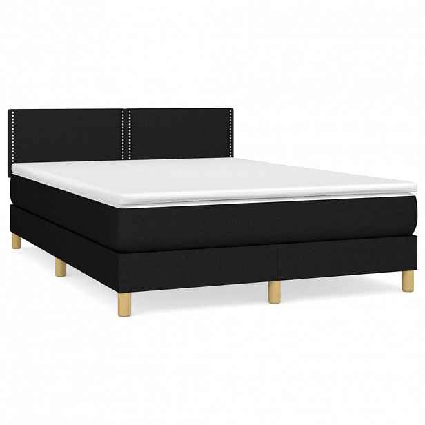 vidaXL Box spring postel s matrací černá 140 x 190 cm textil