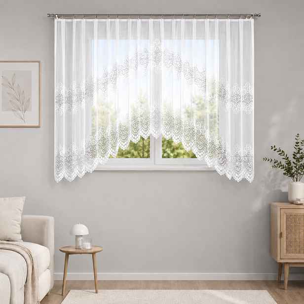 Dekorační oblouková krátká záclona na žabky VIOLETTA 160 bílá 300x160 cm MyBestHome