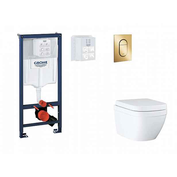 Grohe Rapid SL - Set předstěnové instalace, klozetu, sedátka SoftClose a tlačítka Arena Cosmopolitan S, Triple Vortex, Cool Sunrise SANI11BB4130
