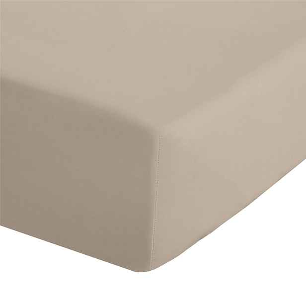Světle hnědé napínací perkálové prostěradlo 150x200 cm Easy Iron Percale – Catherine Lansfield