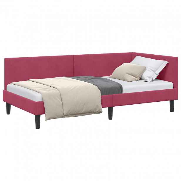 vidaXL Rohový rám postele Víno Červené 80 x 200 cm samet
