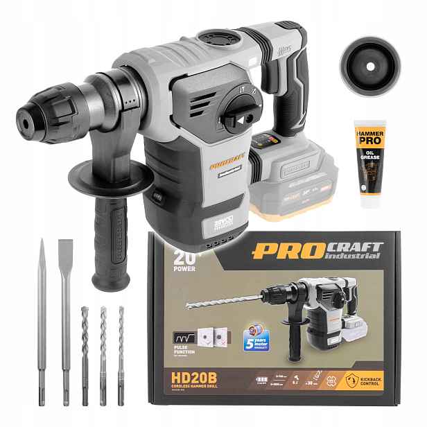 Aku vrtací kladivo Procraft Industrial HD20Bbb (bez baterie a nabíječky)