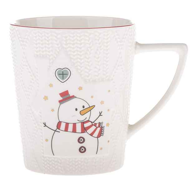 Bílý porcelánový hrnek s vánočním motivem 380 ml Snowman – Dakls
