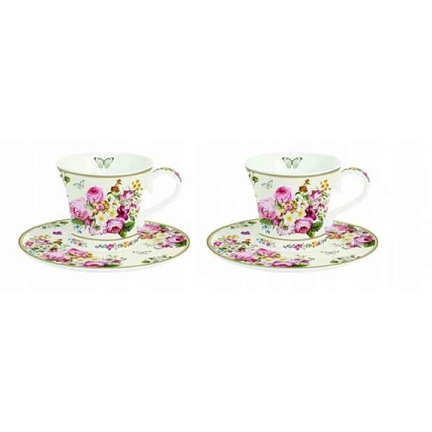 Sada šálků na espresso 80 ml – Porcelán s květinovým barevným vzorem