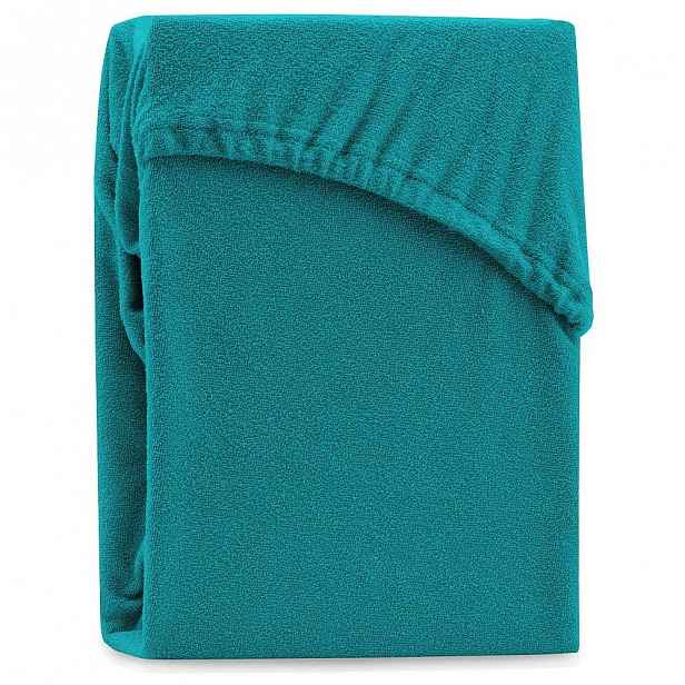 Tyrkysové elastické prostěradlo na dvoulůžko AmeliaHome Ruby Turquoise, 180-200 x 200 cm