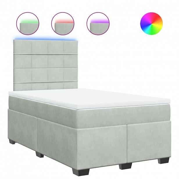 vidaXL Box spring postel s matrací světle šedá 120 x 200 cm samet