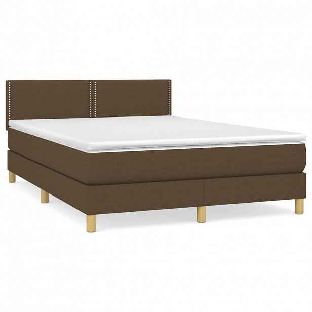 vidaXL Box spring postel s matrací tmavě hnědá 140x190 cm textil