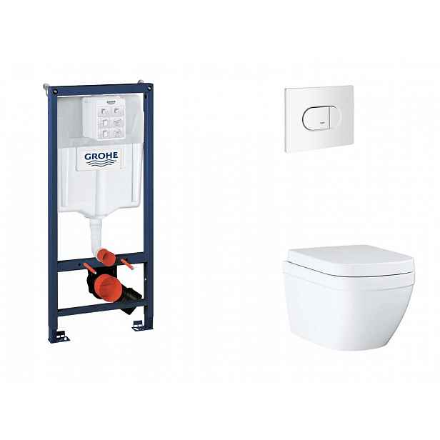 Grohe Rapid SL - Set předstěnové instalace, klozetu, sedátka SoftClose a tlačítka Arena Cosmopolitan, Triple Vortex, alpská bílá SANI11BB3124